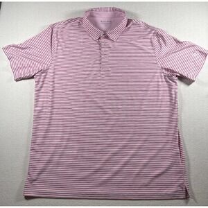 Maelreg Performance Mens Striped Pink & White Stripe Golf Polo Shirt Size 2XL